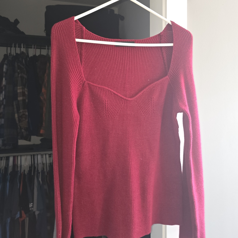 Red Long Sleeve Knit Sweater